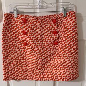 Vineyard Vines Women’s Fish Jacquard Sailor Button Mini Skirt Orange-Red Size 8